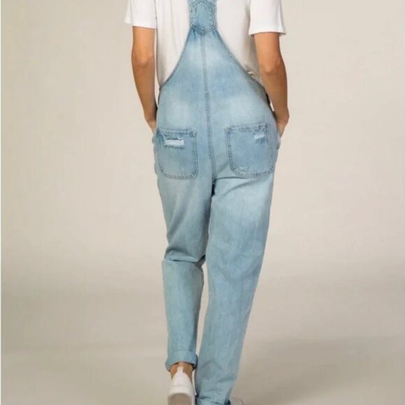 NWT Black Label light wash distressed women's overalls. Size S - Picture 5 of 15